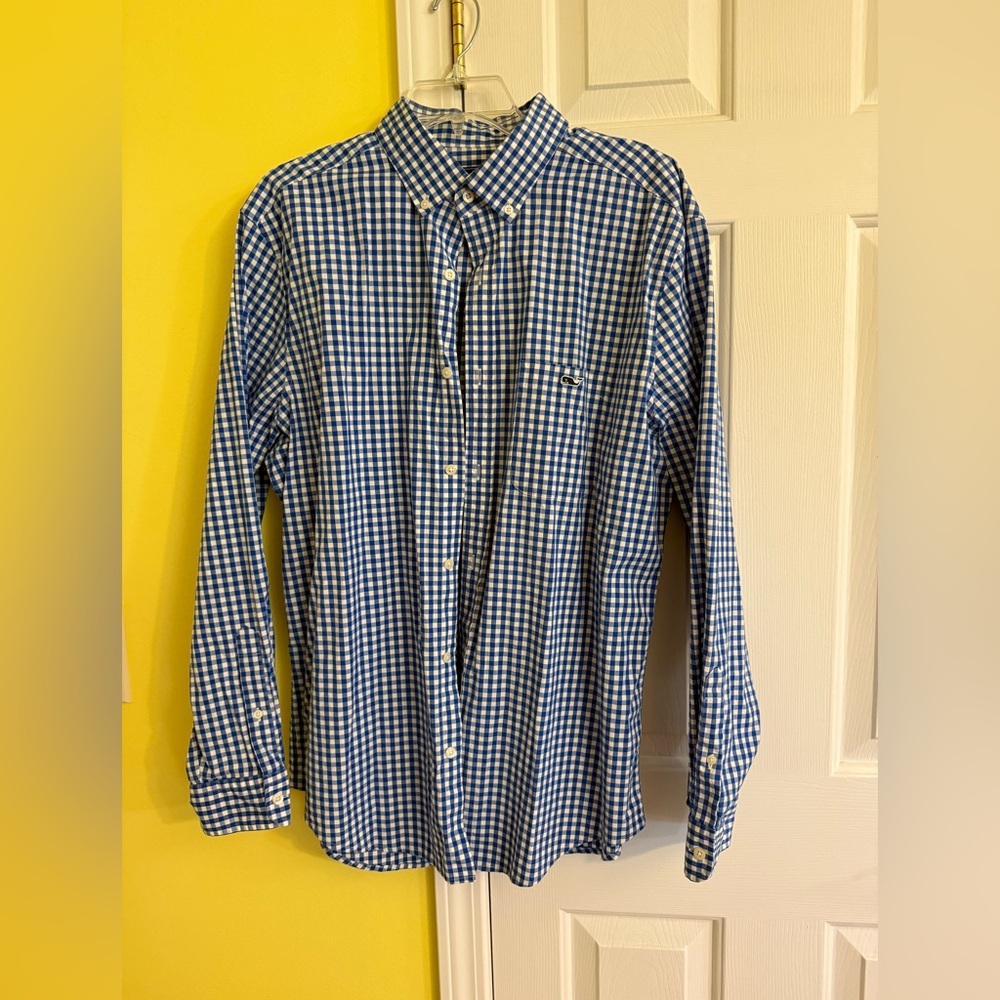 Vineyard Vines Blue and White Gingham Button-Down Shirt